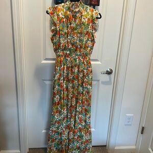MELLODAY Flutter Sleeve Floral Maxi Dress (L)